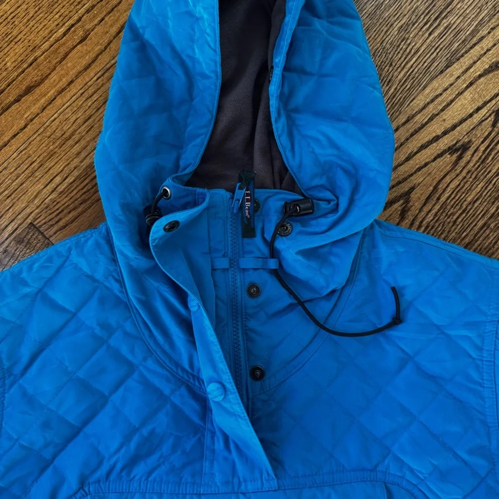 LL‎ BEAN Size S petite Vintage Blue Hooded Parka Coat Jacket CR27 missing fur